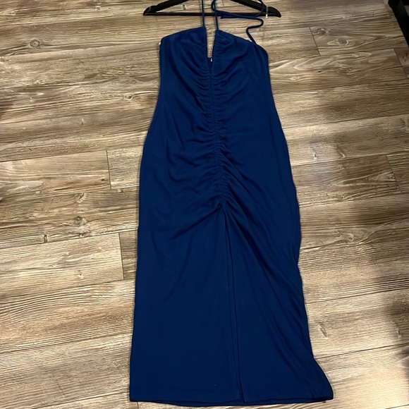 NWT SUNDRY ruched halter dress in blue size 2 - Picture 6 of 9